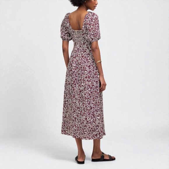 Madewell Puff Sleeve Sweetheart Midi Dress in Floral Size 2 - Picture 3 of 11